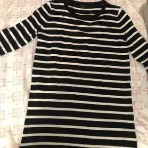 Black and white striped cotton dress